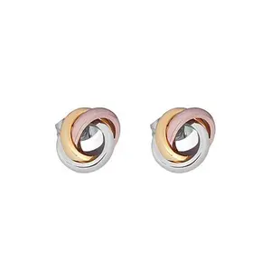 Stately Steel Tri-Colored Rolling Stud Earrings
