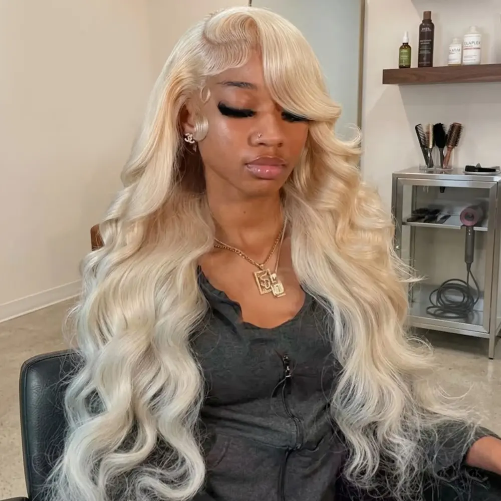 Bling Hair Body Wave 613 Blonde Color 13x6 Lace Frontal Wig Human Hair Wigs HD Transparent Brazilian Body Wave Lace Front Wig For Women backtoschool sohochic
