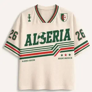 Algeria Soccer Mesh Jersey, Retro Football Shirt, Vintage Algeria Jersey, Breathable Sports Tee, Oversized Soccer Top