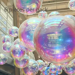 6pcs Color-Changing Aluminum Round Balls, 10inch/12inch/22inch, Party Birthday Decoration Essentials, Choking Hazard Warning, Balloons