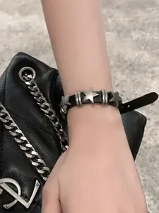 Unisex Y2K Punk Style Jewelry Leather Bracelet Set, Star Rivet Design, All-Season Fashion Accessory, Perfect Gift for Men & Women