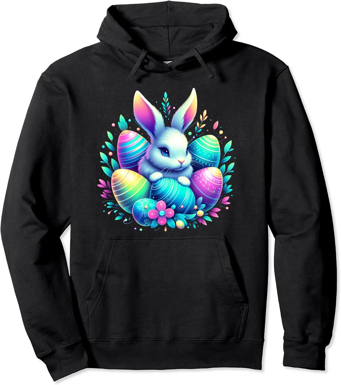 Easter Bunny Easter Flowers Colorful Eggs Butterfly Bunny Pullover Hoodie - Jessicajon Shop 29B0CZ4NHGWS