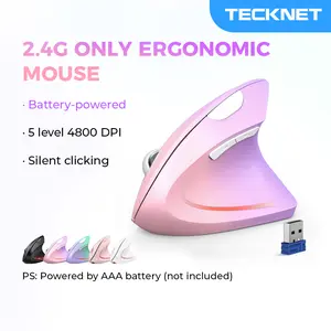 TECKNET 2.4G Ergonomic Mouse Vertical Wireless - 4800 DPI Optical Carpal Tunnel Mice Right Hand, 4800 DPI Adjustable, Quiet Clicks, 6 Buttons for Laptop, Desktop, PC, Computer