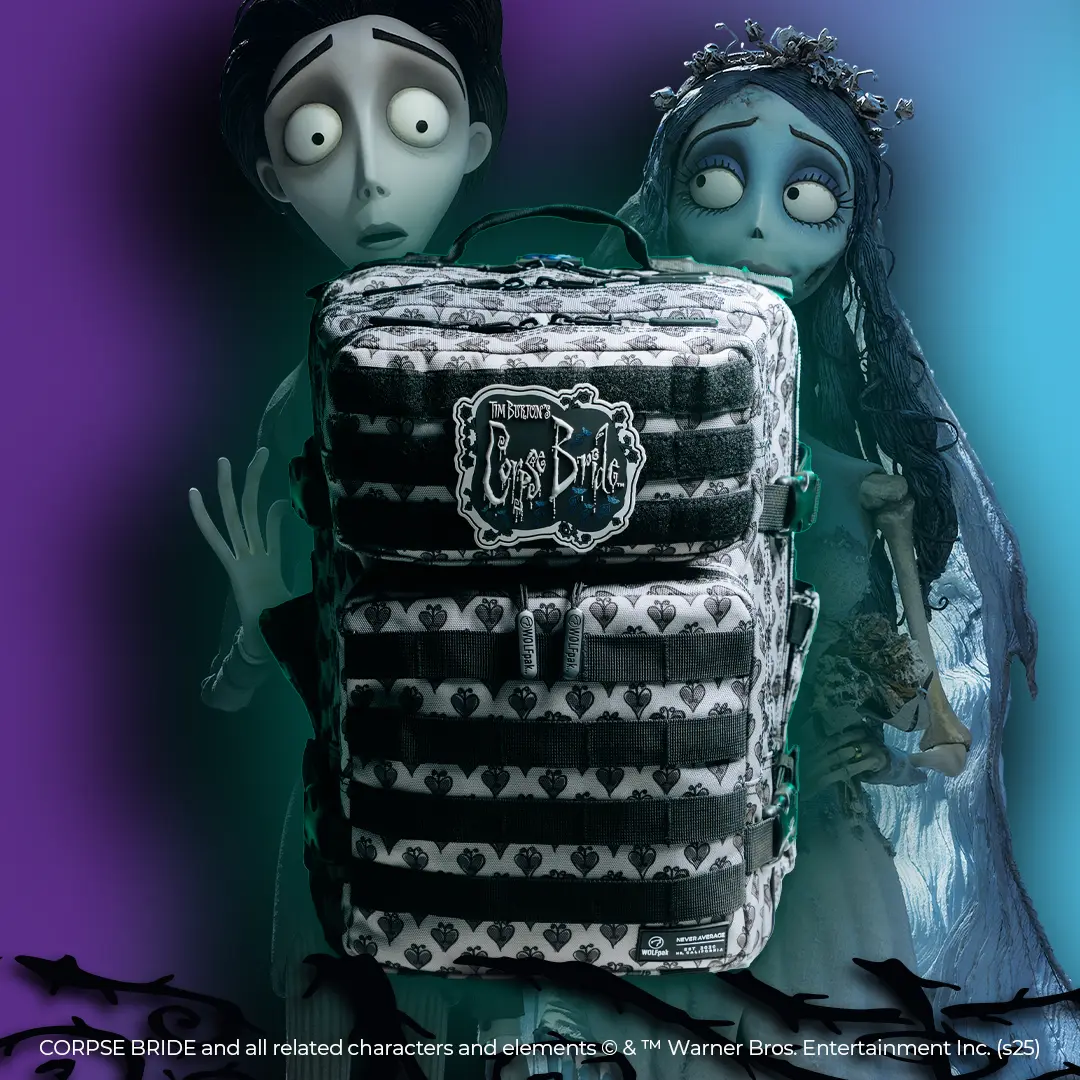 Warner Bros. Corpse Bride 25L Graphic Backpack - Unisex Athletic Oxford 900D Cartoon Print Bag with Customizable Straps, Velcro Closure, Safe Computer Pouch for School