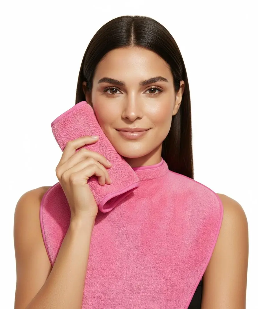 Skincare Bib to Wash Face and Remove Makeup, Protect Clothes from Stains, Dry your Face with Microfiber, Hypoallergenic Waist Apron
