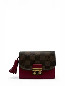 Pre-owned Louis Vuitton COATED CANVAS Small Leather Goods CROISETTE DAMIER EBENE CANVAS WALLET