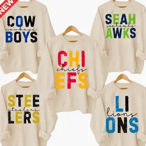 First Down Football Sweatshirt, All Team Football Sports, Retro Football Tees Team Colors, Cotton Shirt In SAND Color, Gift Shirt For Fan Favorite Football Team For Men & Women, Custom Team