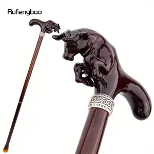 Brown Cow Bullfight Wooden Fashion Stick Decorative Cospaly Cane Halloween Wood Mace Crutch Wand Crosier Ornaments 92cm
