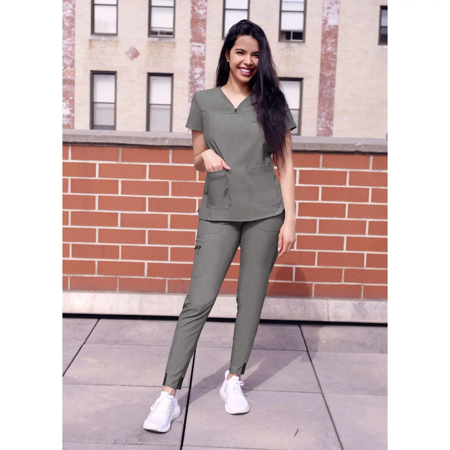 Women's Movement Booster Jogger Scrub Set by Adar XXS-3XL / Heather Grey