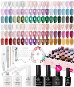 Beetles Jelly Gel Nail Polish Set, Jelly Pink Milky White Red Black Blue Green Silver Cat Eye Base Glitter Glossy Matte Top Coat Crystal Ice Collection French Nails Gift for Women