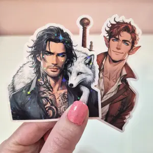 Fisher Sticker - Waterproof Glitter or Glossy Stickers 2.75" Size Customizable for Kindle Book or Tablet Durable Stylish Design