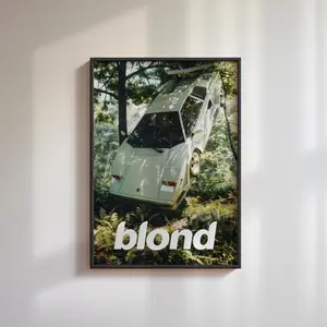 Blond  Poster,Wall Art for White Car, Product without frame