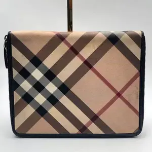 Pre-owned BURBERRY leather Shoulder Bags Snip in Tea Cup color, lambskin, cowhide, and canvas