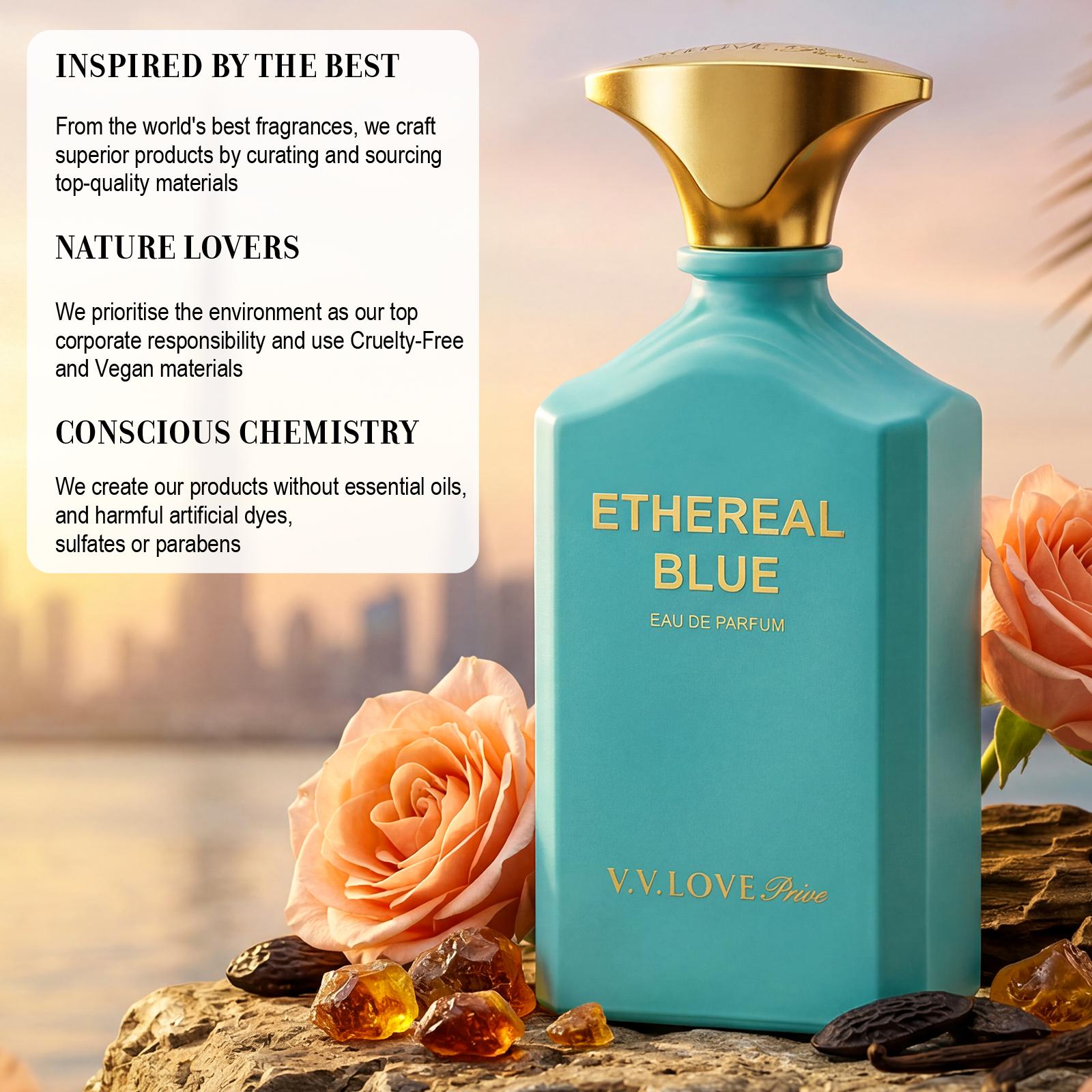 Ethereal Blue | Ambery Vanilla Floral | EDP Luxury Women Perfume 100ml | Almond,Cinnamon,Vanilla & Amberwood | Long Lasting Date Night,Party & Weekend Outing