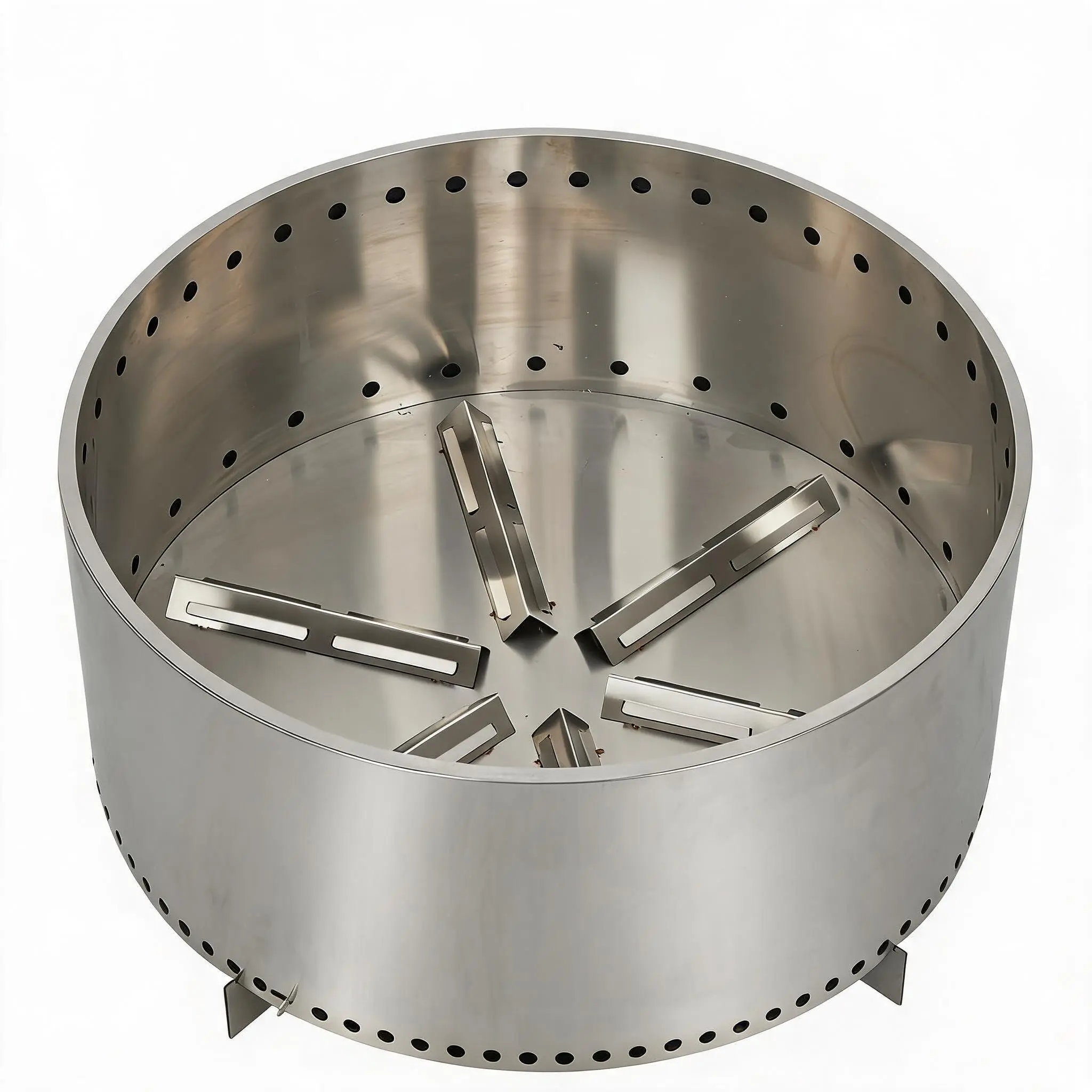 27-Inch Stainless Steel Portable Smokeless Fire Pit with Stand, Handle, Adjustable Vent, Removable Pan for Camping, Patio