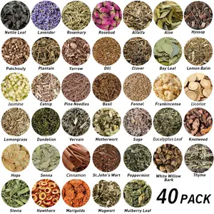 2026 New 40 Pack Organic Dried Herbs & Flowers Magic Kit | Witchcraft Supplies for Pagan Rituals, Spells, Candle & Soap Making | Beginner Witch Set, Halloween Decor & Wedding Party Favors