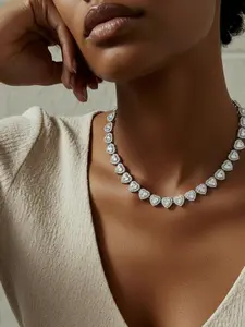 Fashion European Style Heart-Shaped Zircon Necklace, Exquisite Chain Jewelry, Trendy Personalized Jewelry, Perfect Gift for Girlfriend and Best Friend, Exquisite Jewelry Gift