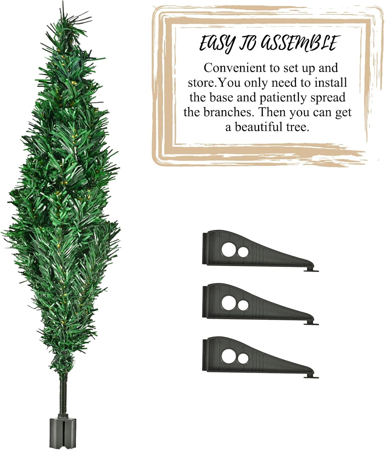 Okicoler 3ft Spruce Artificial Christmas Tree with Warm White & Colorful Lights Foldable Base Easy Assembly for Home Office Party Decoration