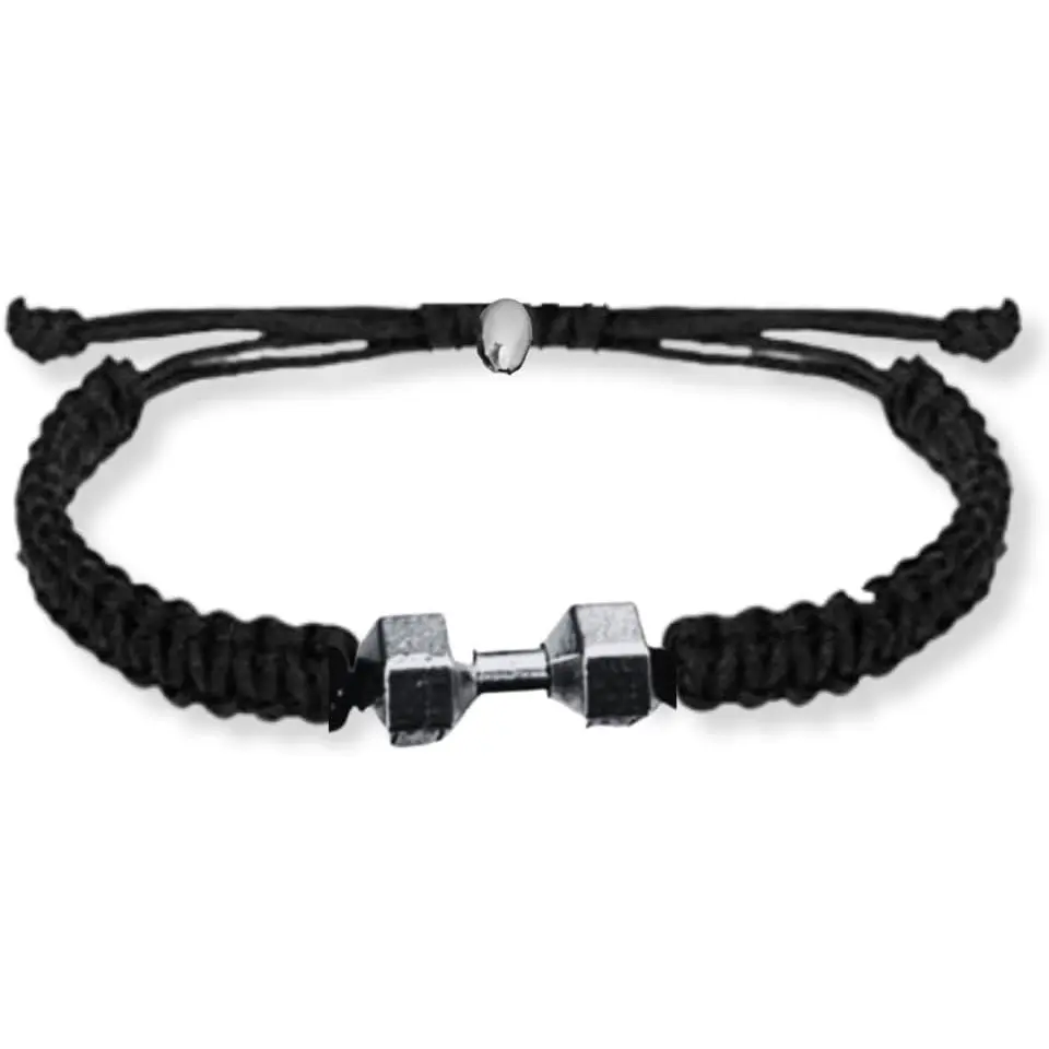 Fitness Bracelet, Motivational Dumbbell Charm Adjustable Bracelet for Men & Women, Exercises Weightlifting, Sports Fitness, Personal Trainer Gift