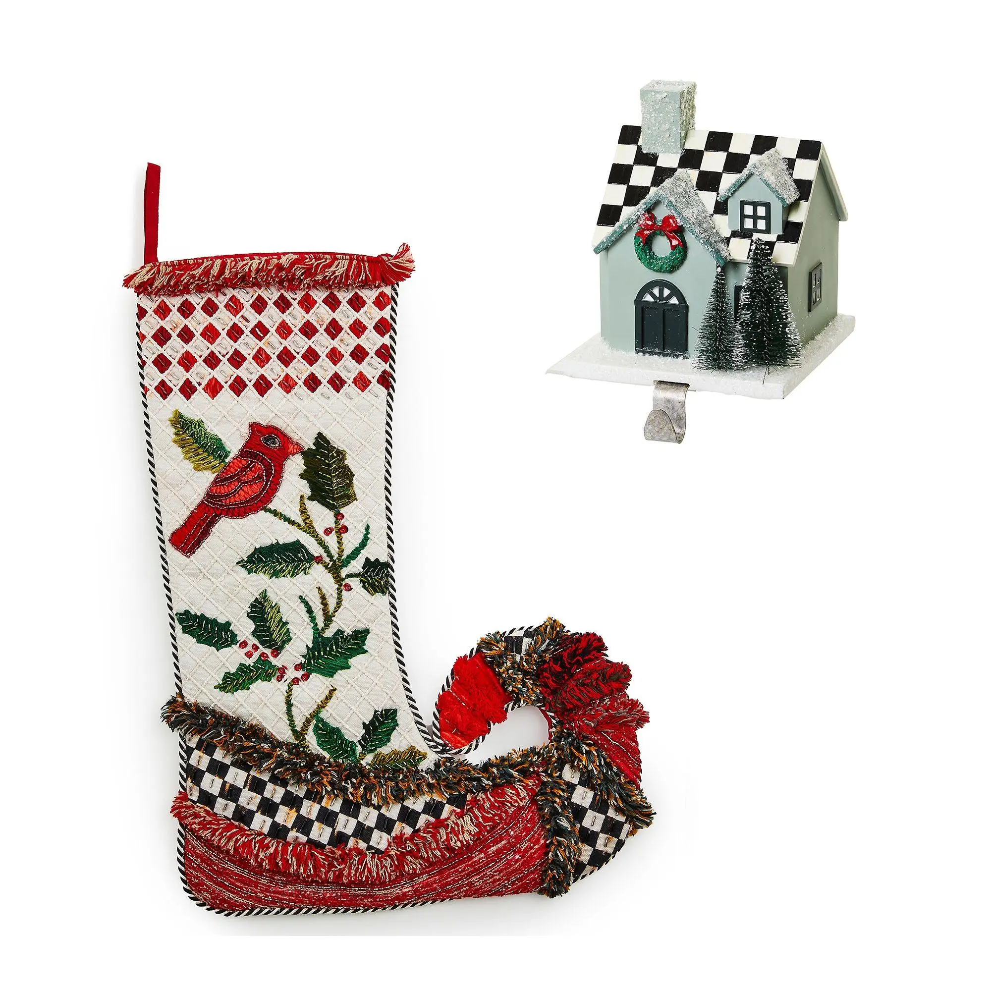 MacKenzie- Childs Farmhouse Stocking Hook and Stocking
