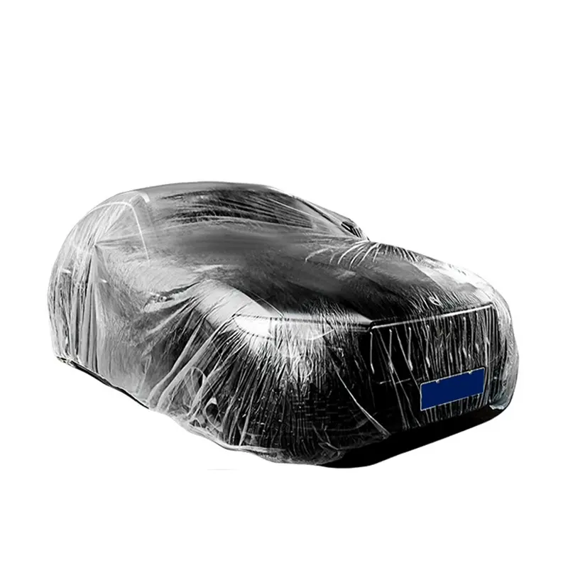 Disposable Car Cover 4-Pack Set for Car Owners, Polyethylene Dustproof Rainproof Easy-to-Handle Portable Temporary Cover, 12.5 w x 21.66 l, Protect Your Vehicle with Style Automotive Exterior Accessory for Indoor-Outdoor Parking