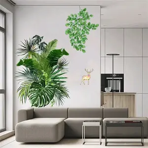 Hanging Vine Ivy Fawn Wall Decals Tropical Leaf Monstera Wall Stickers Bedroom Living Room TV Wall Door Decor Murals (Hanging Vine Ivy)
