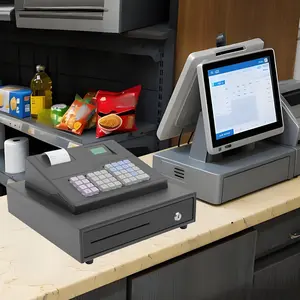 Thermal Cash Register with Built-in Printer & 9 Slot Cash Drawer, ECR System for Restaurant Retail Store Sales Management