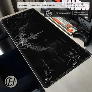 Gothic Symbol Sword Art Black Gaming Mouse Pad, 80×30cm 3mm Thick, Locked Edge Non-Slip Rubber Large Desk Mat for PC Gaming Keyboard Accessories