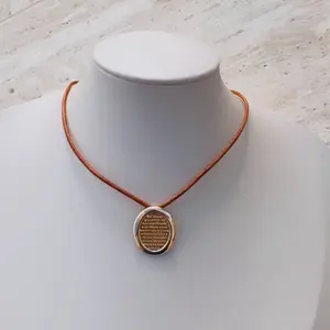 Pendant of the Lord's Prayer on a 18k Gold-Plated Medal with Natural-Color Leather Cord for Everyday Wear