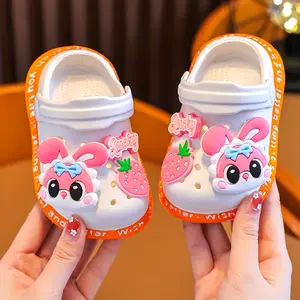 Children's Cartoon EVA Sandals Pink Bear Blue Cat Animal Pattern Slip-On Round Toe Breathable Non-Slip Dual-Use Sandals Boys and Girls Universal Daily Casual Shoes
