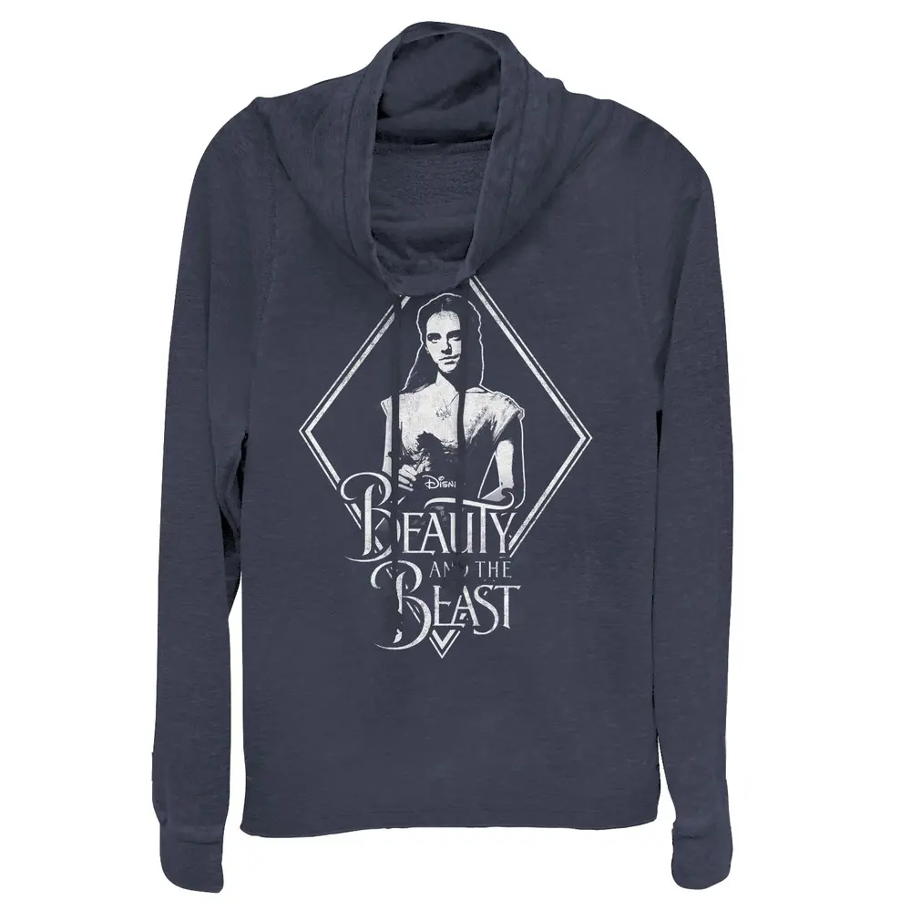 Juniors Womens Beauty and the Beast Belle Diamond Cowl Neck Sweatshirt