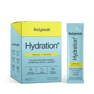 Feel Goods Hydration Hero | 1000mg Electrolytes Drink Mix, Real Sea Salt, Trace Minerals, Organic Tart Cherry, Coconut, Aloe Vera, L-Theanine, B-Vitamins | Zero Sugar, Keto, Vegan, Non-GMO