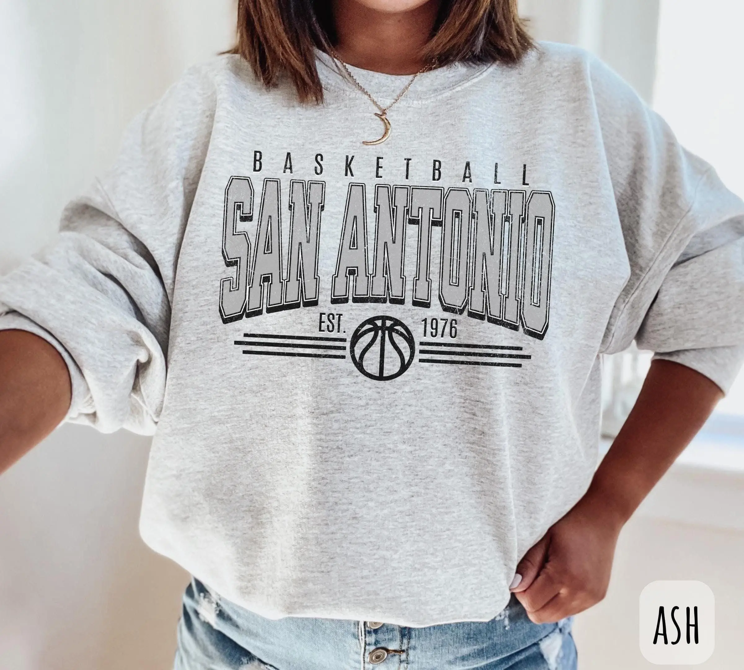 [SALE UP TO 50%] Vintage San Antonio Basketball Sweatshirt - Retro Texas Basketball Crewneck, Game Day Hoodie, San Antonio Sports Fan Apparel