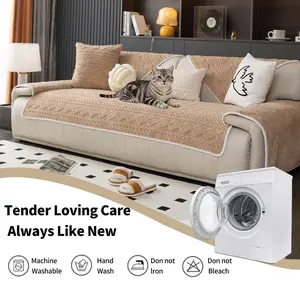 1pc Sofa Cover Washable Sofa Slipcover Trendy Plush Soft Pet Friendly Non-Slip Couch Cushion, Contemporary Style, All Seasons