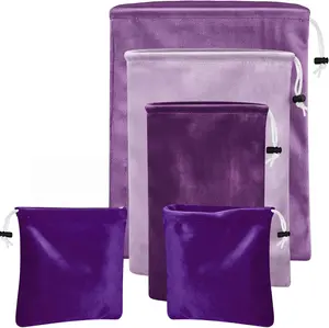 4 Pcs Satin Drawstring Bags, Reusable Foldable Storage Pouch & Gift Bags, 4 Assorted Sizes for Home Organization, Travel Accessories and Cosmetic Storage