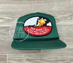 Vintage Oilfield - Red Adair - Wild Well Control Patch on Green Classic Rope Hat