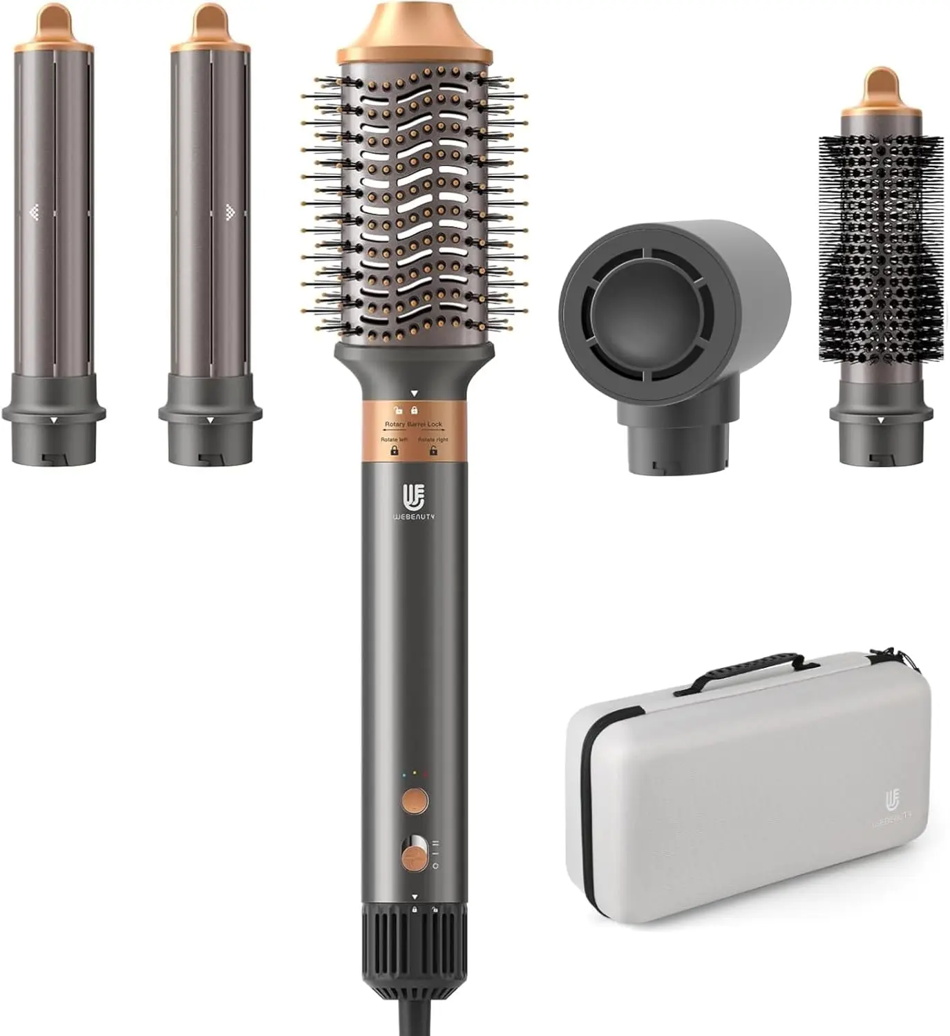 Webeauty 5-in-1 Hair Dryer Brush, Ceramic Negative Ion Styler with 110,000 RPM Motor, Fast-Drying Thermal Brush & Auto-Wrap Hair Curlers for Home & Salon Use, Straightening Brush
