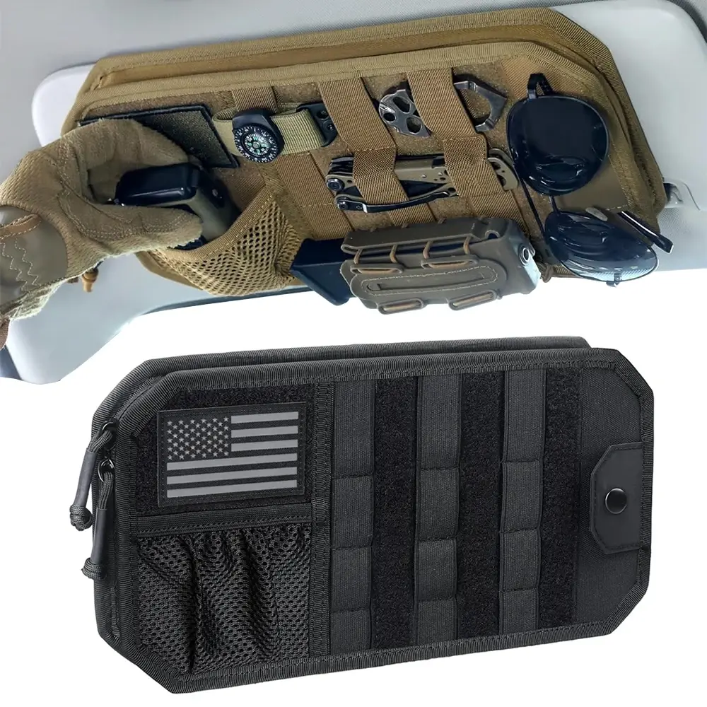 For Car Car Sun Visor Organizer: Universal Sunshade Storage Clip & Storage Holder Bag for Car Accessories, Molle Hunting Gears