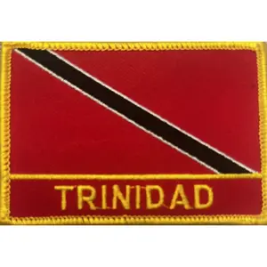 Trinidad Rectangle Patch - Red Flag Design with Black Diagonal Stripe and "TRINIDAD" Text