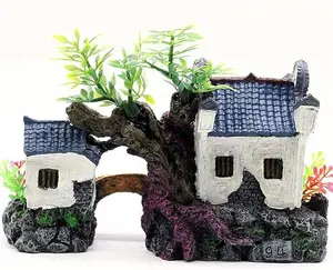 Classical Lifelike Chinese Landscape Resin Aquarium Castle Decorations Fish Tank Ornaments