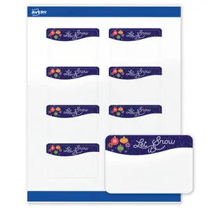 Avery Printable Labels with Sure Feed Technology, Rectangle, 2" x 3", Pre-Printed Let It Snow Snowflakes Design, Glossy White, Laser & Inkjet Compatible, 80 Total