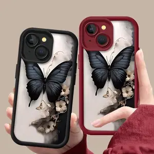Butterfly Pattern Phone Case, Shockproof Phone Protective Cover, Phone Accessory Compatible with iPhone17 16 15 14 13 12 Plus Pro Max