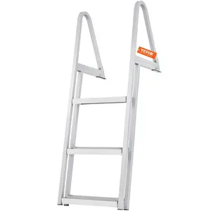 VEVOR Dock Ladder, Removable Steps, 350 lbs Load Capacity, Aluminum Alloy Pontoon Boat Ladder with 4'' Wide Step & Nonslip Rubber Mat, Easy to Install for Ship/Lake/Pool/Marine Boarding