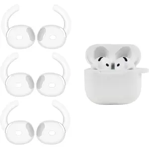 3 Pairs Ear Hooks, Anti-Slip Ear Tips Earbuds Accessories, for Airpods 4 [Added Earphone Case Cover], Compatible with AirPods 4th Generation Released 2024 (White)