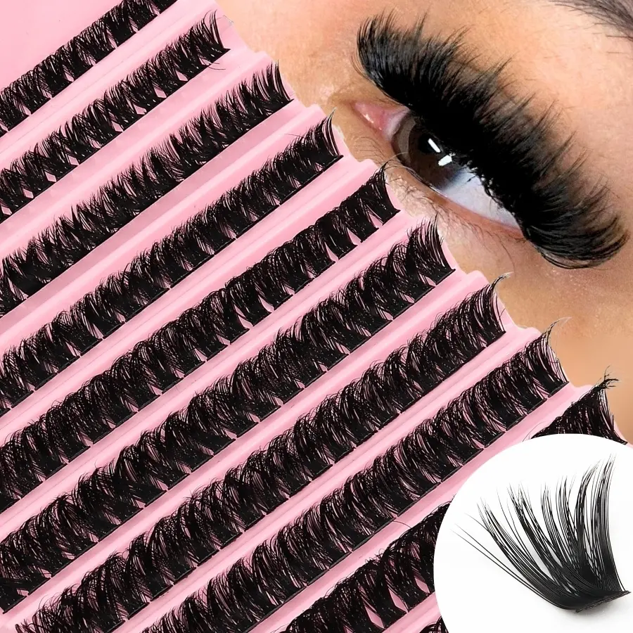 200Pcs Eyelash Clusters, D Curl 6-15mm Gradient Length For A Lively, Natural Fluffy Look, Born To Be Natural, Short In / Long Lengthen, Daily Versatile Style For Beginners, Volume Lash Clusters, Fluffy Eyelashes Cluster, Curly Lashes