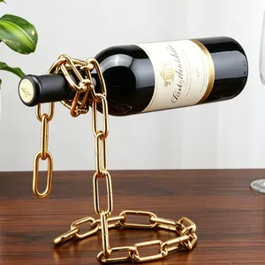 Magic Floating Chain Wine Bottle Holder | Nordic Abstract Art Decor  Welded Solid Structure, Gravity Defying Wine Rack for Home Bar