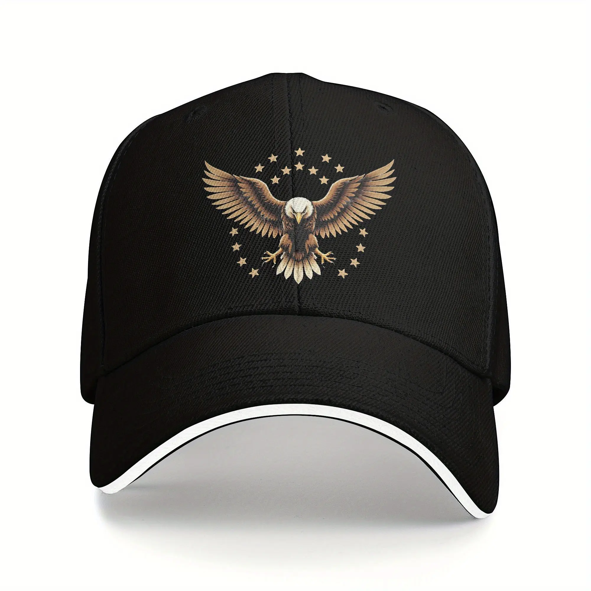 Campaignagle Emblem Fashion Hats - Classic Adjustable Stylish Trucker Snapback, Sunshade Brim Dad Hat, Black Sports Outdoor Cap, Unisex Hip Hop Look Accessory Gift for Teens' Gym Use, Premium Snapback