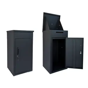 Package Delivery Box for Outside, Cold-Rolled Steel Delivery Box for Packages & Mails, Anti-Theft Lockable Large Mailbox for Porch, House, Curbside, Black