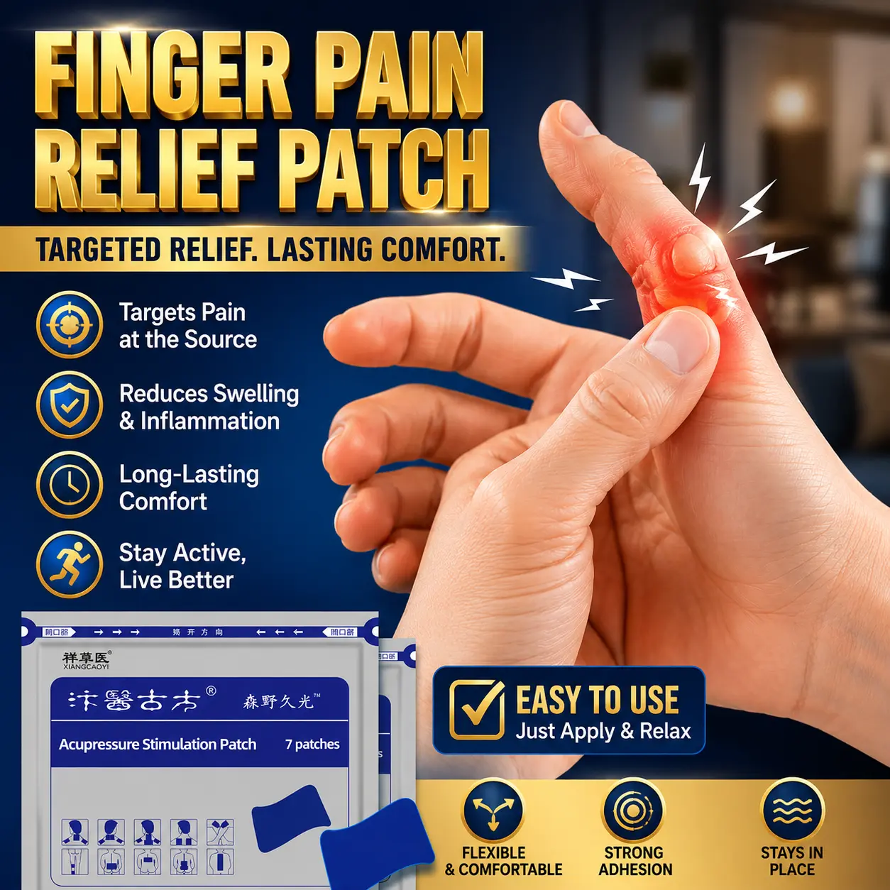 Tendonsheath soothing patches address external wrist discomfort and finger tendon soreness; stiffness and pain in the wrist after cooling down or exertion make it difficult to move the hand. They warm and relax muscle tissue, improving lifting power while