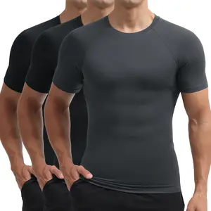 MAGCOMSEN Men's 1/2/3/6 Pack Elastic Short Sleeve Tops Dry Workout T-Shirt Sports Undershirt